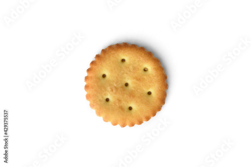 Salt cracker isolated on white background. Top view.
