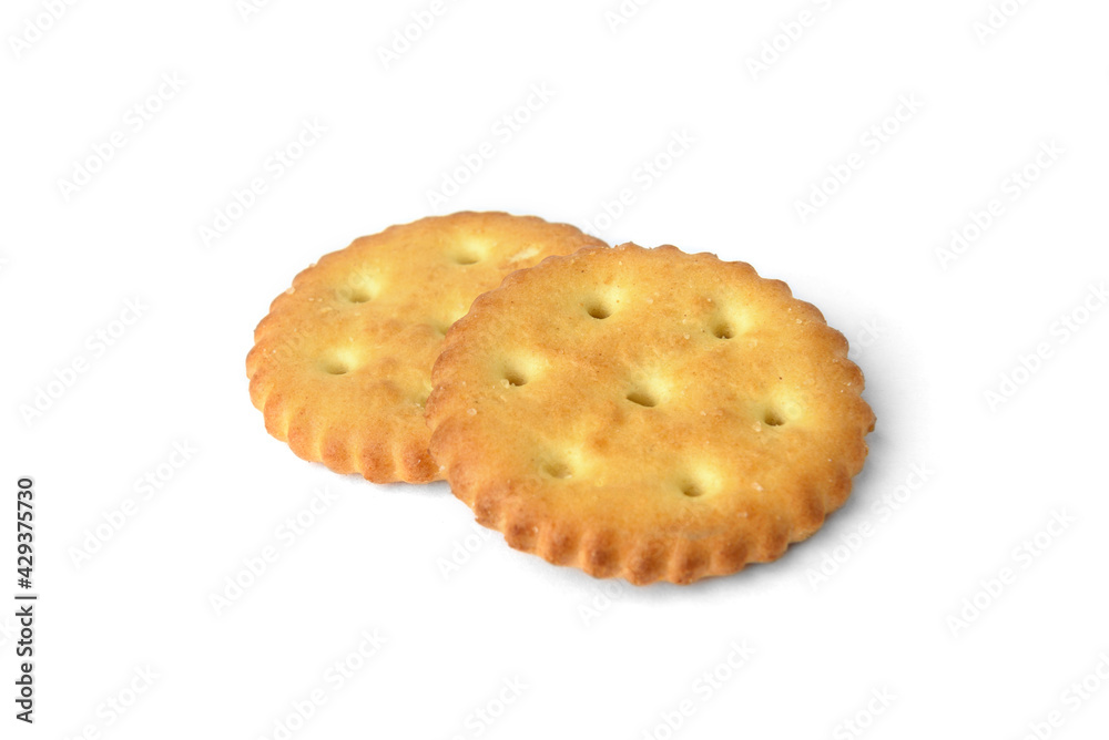 Salt crackers isolated on white background. Salt crackers isolated on white background.