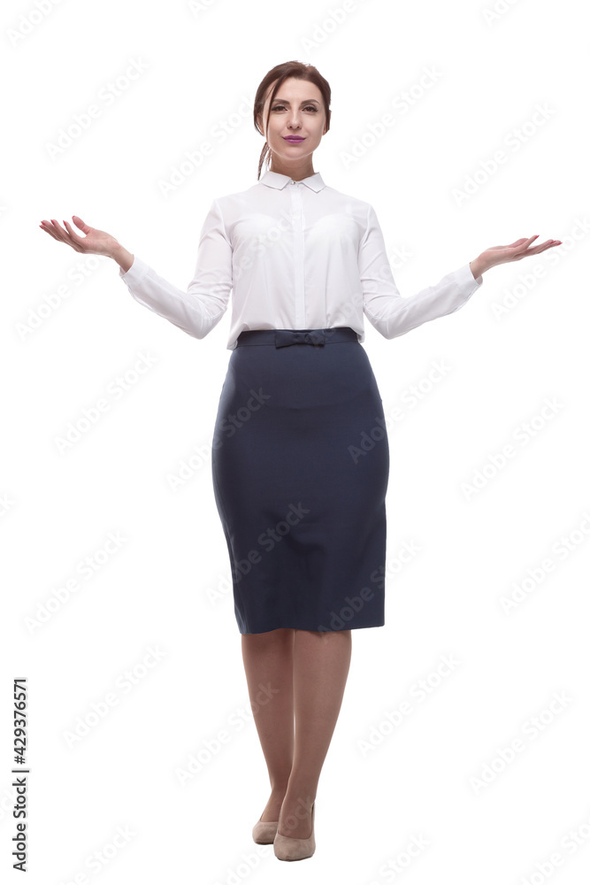 businesswoman in a white blouse and black skirt. businesswoman in a white blouse and black skirt.