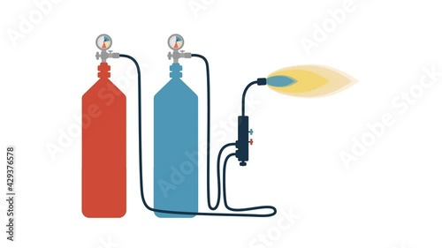 animation gas welding propane and oxygen. motion