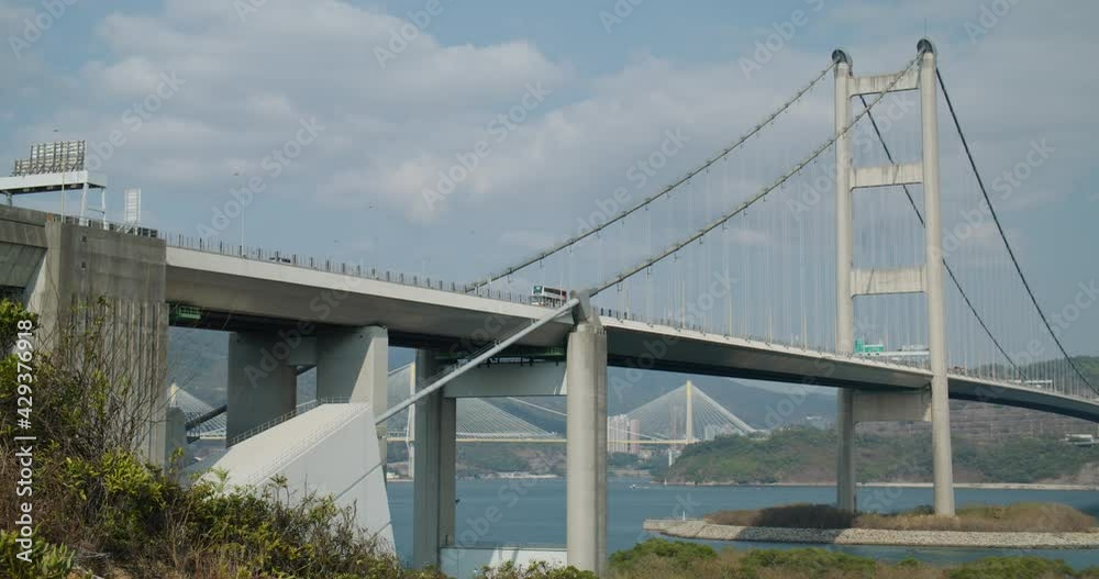 Tsing Ma Suspension bridge in Hong Kong city Tsing Ma Suspension bridge in Hong Kong city