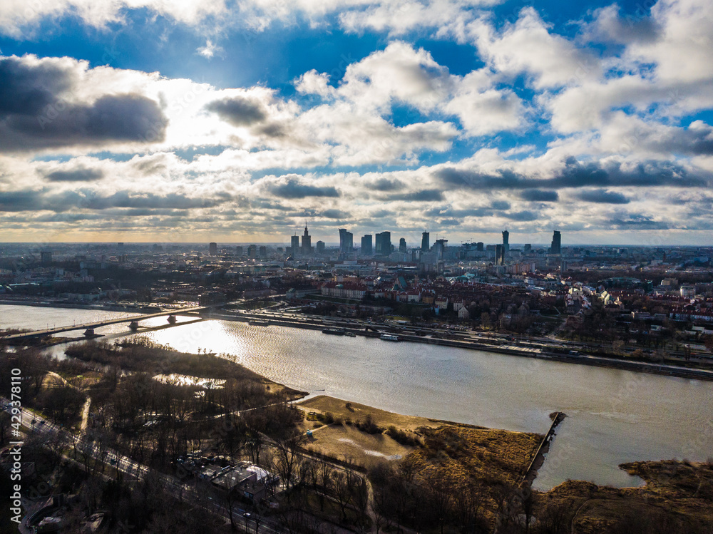 Poland, Warsaw, aerial view