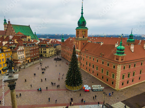 Christmas tree in Old town. Warsaw. New year