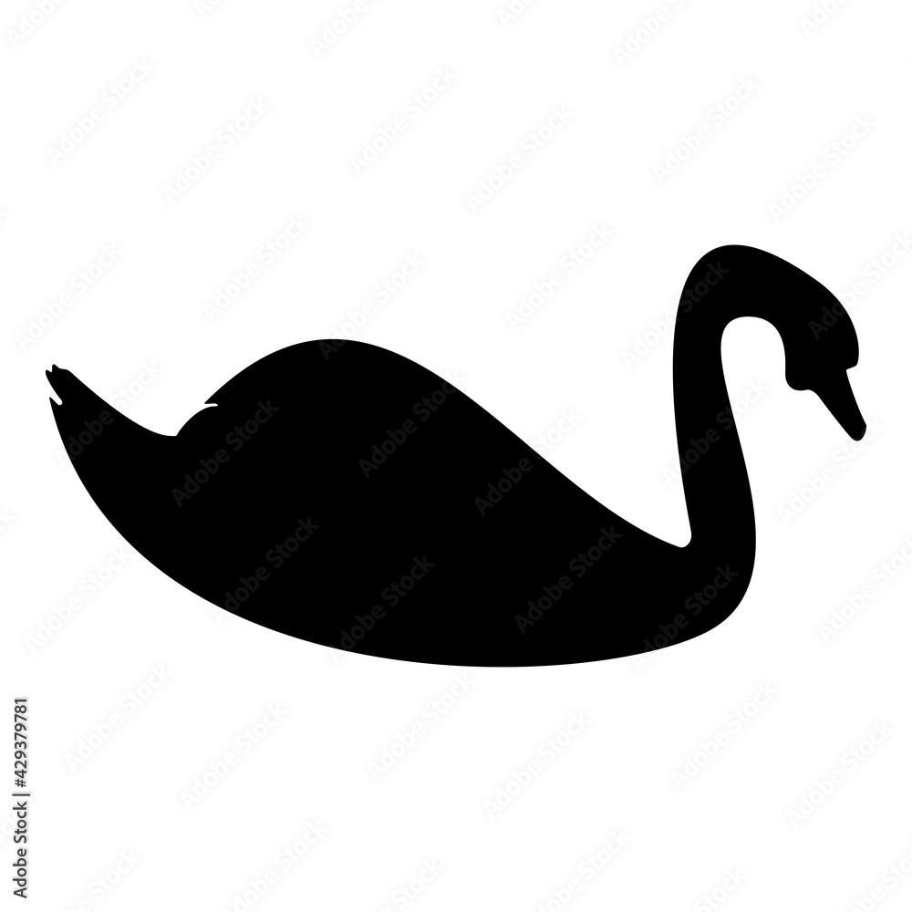 Fototapeta premium Silhouette swan bird waterbird black color vector illustration flat style image