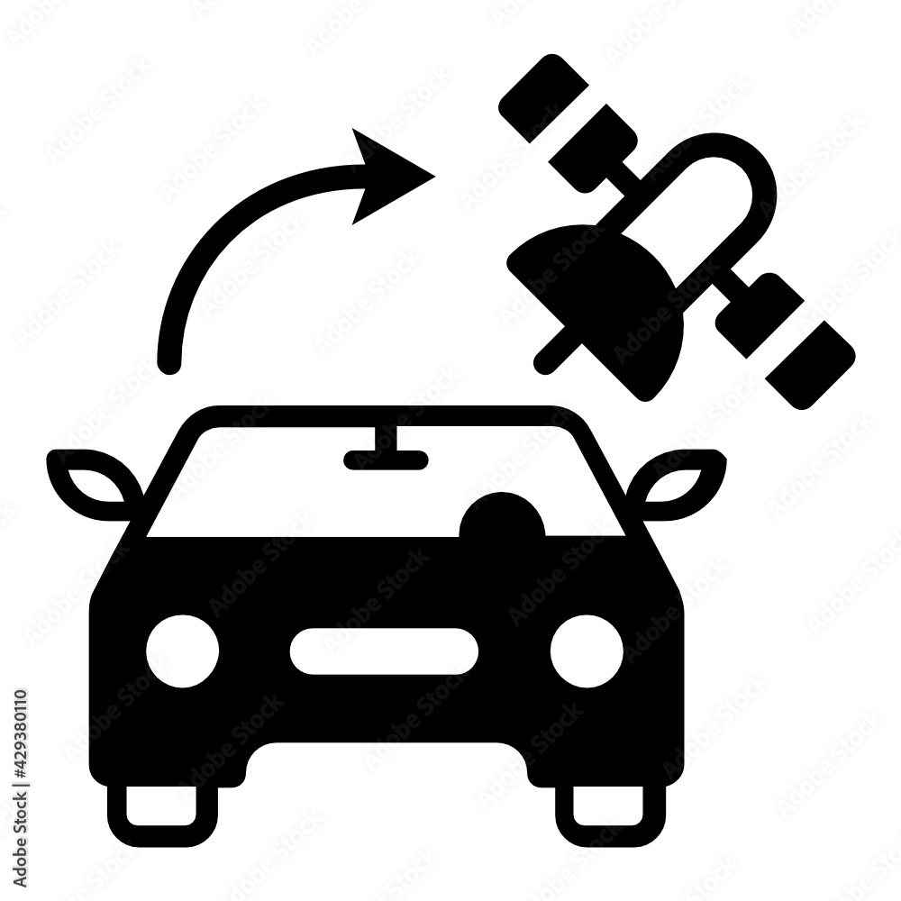 Obraz premium self driving car satellite navigation system Concept, Autopilot network Vector Icon Design, Autonomous driverless vehicle Symbol, Robo car Sign, Automated driving system stock illustration