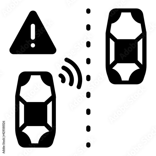 Self Driving CAr Hacking and Malfunctions Concept,  Highway Lane Cross Vector Icon Design, Autonomous driverless vehicle Symbol, Robo car Sign, Automated driving system stock illustration