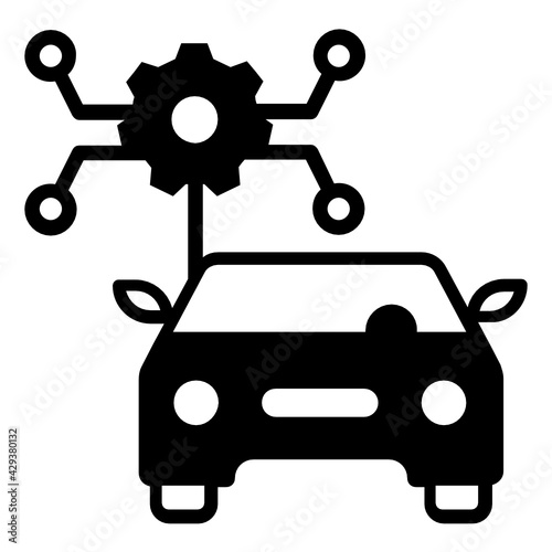 Self driving Car Calibration Concept, Autopilot Semiconductor Vector Icon Design, Autonomous driverless vehicle Symbol, Robo car Sign, Automated driving system stock illustration