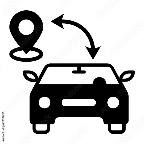 Self driving guideway transit Concept,  Automotive navigation system Vector Icon Design, Autonomous driverless vehicle Symbol, Robo car Sign, Automated driving system stock illustration