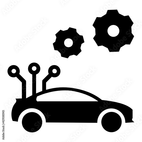 Self driving Car Repair Service Concept Vector Icon Design, Autonomous driverless vehicle Symbol, Robo car Sign, Automated driving system stock illustration