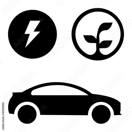 Self driving Hybrid Car or Eco Mode Concept, Nature Friendly Vector Icon Design, Autonomous driverless vehicle Symbol, Robo car Sign, Automated driving system stock illustration 