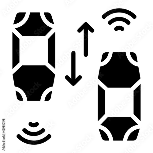 Self driving Car Lane Assist Concept,  Vector Icon Design, Autonomous driverless vehicle Symbol, Robo car Sign, Automated driving system stock illustration
