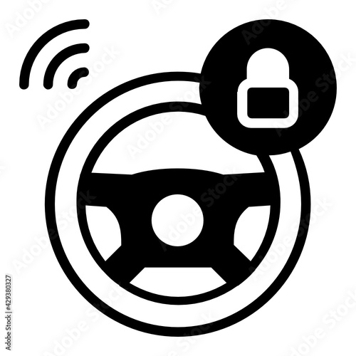 Self driving steering wheel locked Concept, Conditional Automation Vector Icon Design, Autonomous driverless vehicle Symbol, Robo car Sign, Automated driving system stock illustration