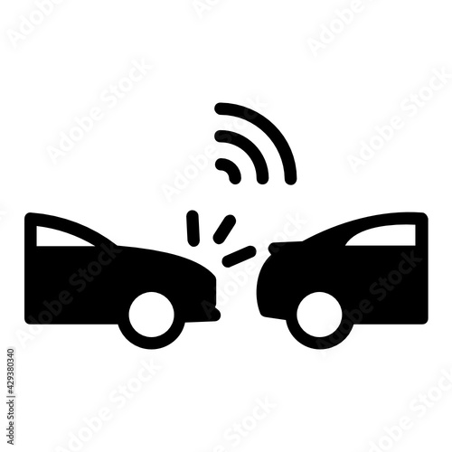 Self driving Vehicular communication systems Concept, Conflict over spectrum Vector Icon Design, Autonomous driverless vehicle Hit Symbol, Robo car Sign, Automated driving system stock illustration,