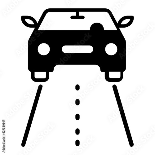 Self driving Car Road or Track Concept, Autopilot Direction Vector Icon Design, Autonomous driverless vehicle Symbol, Robo car Sign, Automated driving system stock illustration 