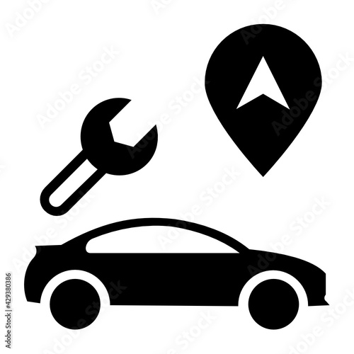 Self driving car maintenance and repair Concept Vector Icon Design, Autonomous driverless vehicle Symbol, Robo car Sign, Automated driving system stock illustration