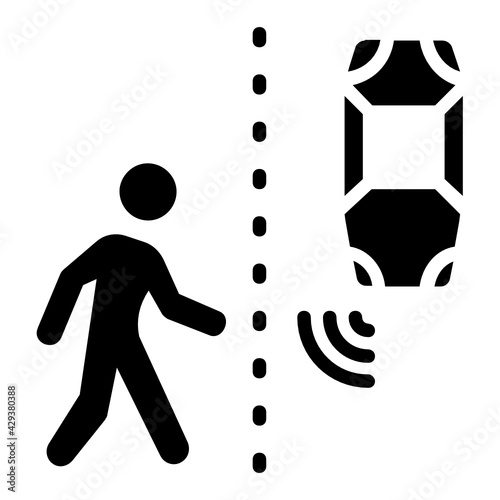 Self driving Car and Human Move Concept, Pedestrians  technological obstacles Vector Icon Design, Autonomous driverless vehicle Symbol, Robo car Sign, Automated driving system stock illustration