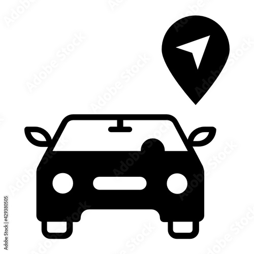 Self driving gps direction Concept, Lorry Current Address Pin Vector Icon Design, Autonomous driverless vehicle Symbol, Robo car Sign, Automated driving system stock illustration