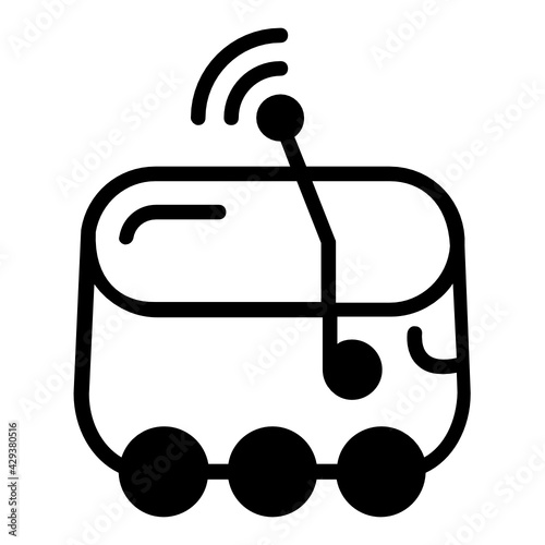 Self driving food delivery vehicle Concept Vector Icon Design, Autonomous driverless vehicle Symbol, Robo car Sign, Automated driving system stock illustration
