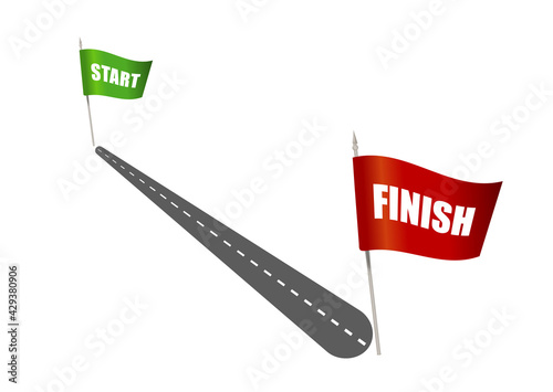 Red Flag finish and green flag start. Graphic concept