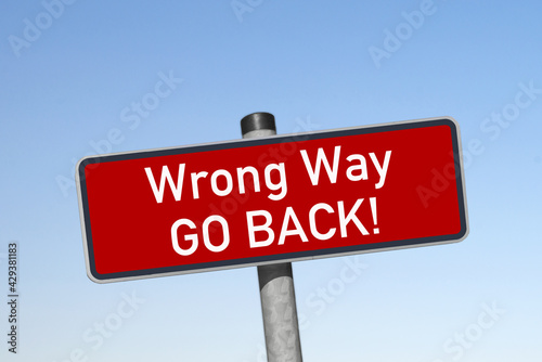Tableau sur toile wrong way, go back!, traffic sign