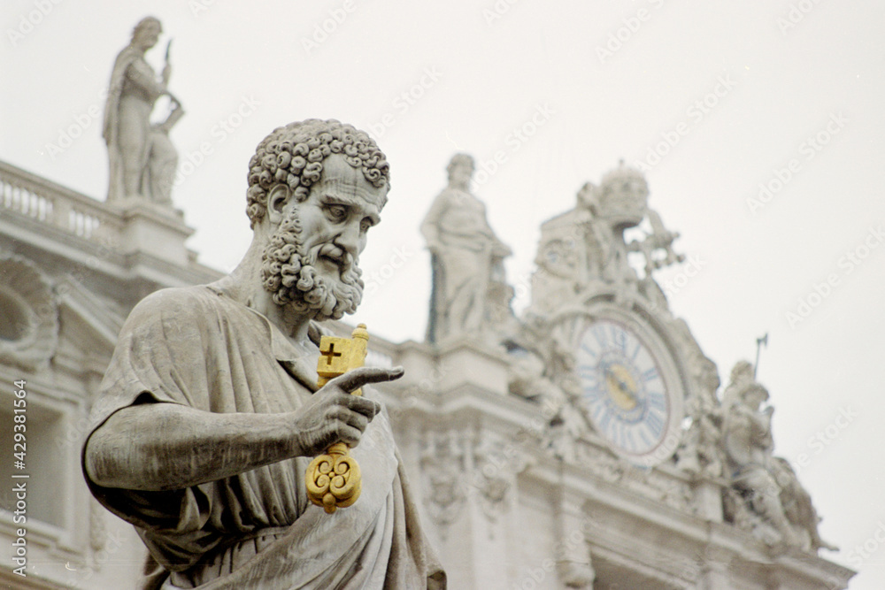 The statue of St. Peter in front of St. Peter's basilica