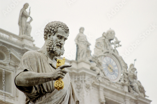 The statue of St. Peter in front of St. Peter's basilica