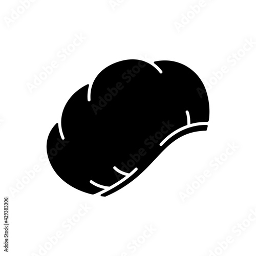 Disposable surgical cap black glyph icon. Protective wear for head. Doctor uniform. Sterile suit. Quarantine safety. Disposable PPE. Silhouette symbol on white space. Vector isolated illustration