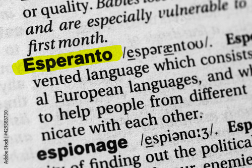 Highlighted word esperanto concept and meaning photo