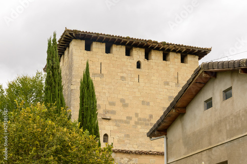 Low angle shot of aged buildings in Valpuesta, Spain photo