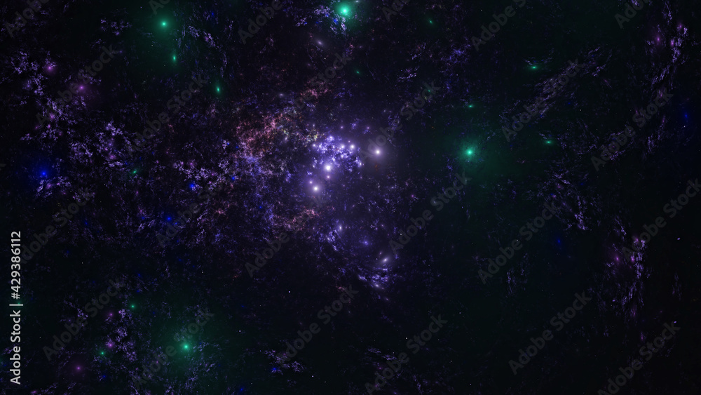 Fototapeta premium 3d effect - abstract space scene