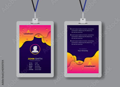 Creative corporate business Modern Id card For employee.Multipurpose id card template