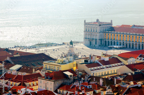 Bird view of the Commerce square. Lisboa, Portugal