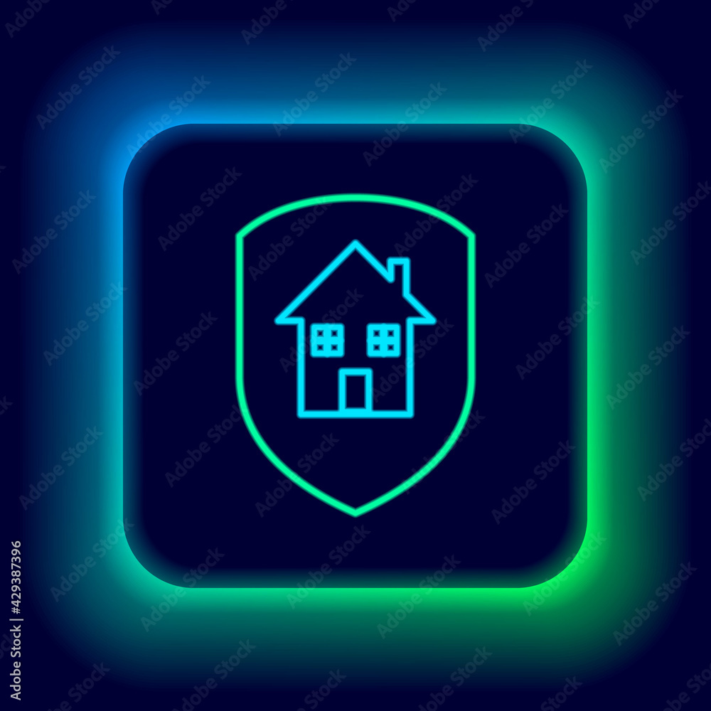 Glowing neon line House icon isolated on black background. Home symbol. Colorful outline concept. Vector Glowing neon line House icon isolated on black background. Home symbol. Colorful outline concept. Vector