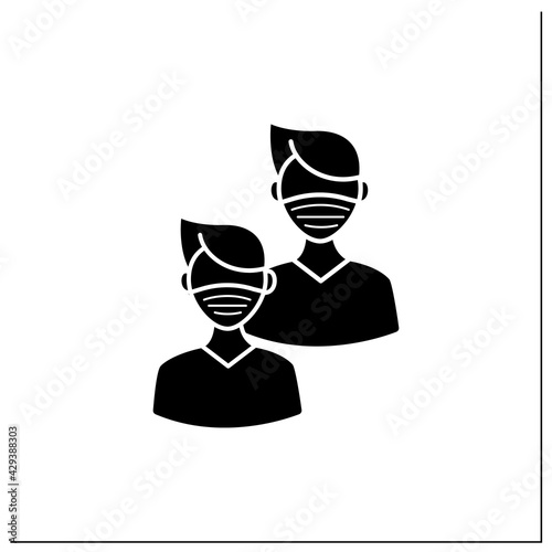 Junior glyph icon. Younger student. Freshman, first-year student. Protection from other people. Training. Professional development.Filled flat sign. Isolated silhouette vector illustration