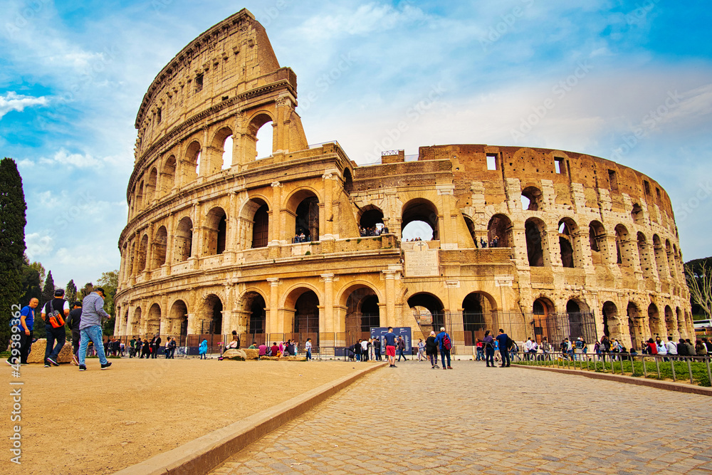 Colosseum in Rome. travel directions and rest in Italy. Europe sightseeing landmarks and tourism