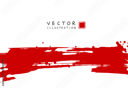 Abstract ink background. Chinese calligraphy art style, Red paint stroke texture on white paper.