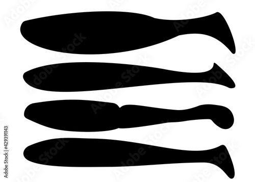 Silicone bait for fishing in a set.