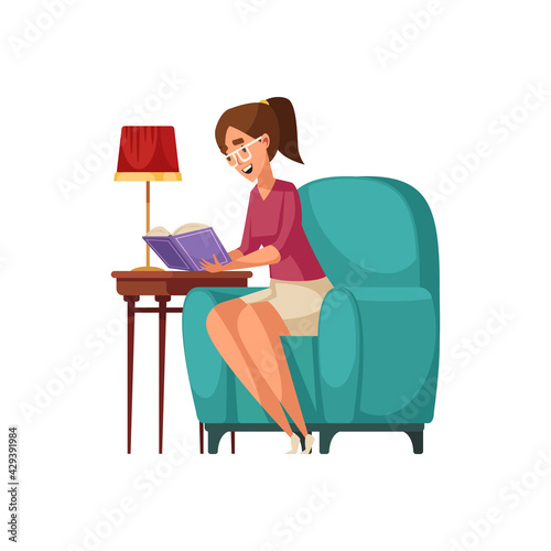 Woman Reading Book Composition