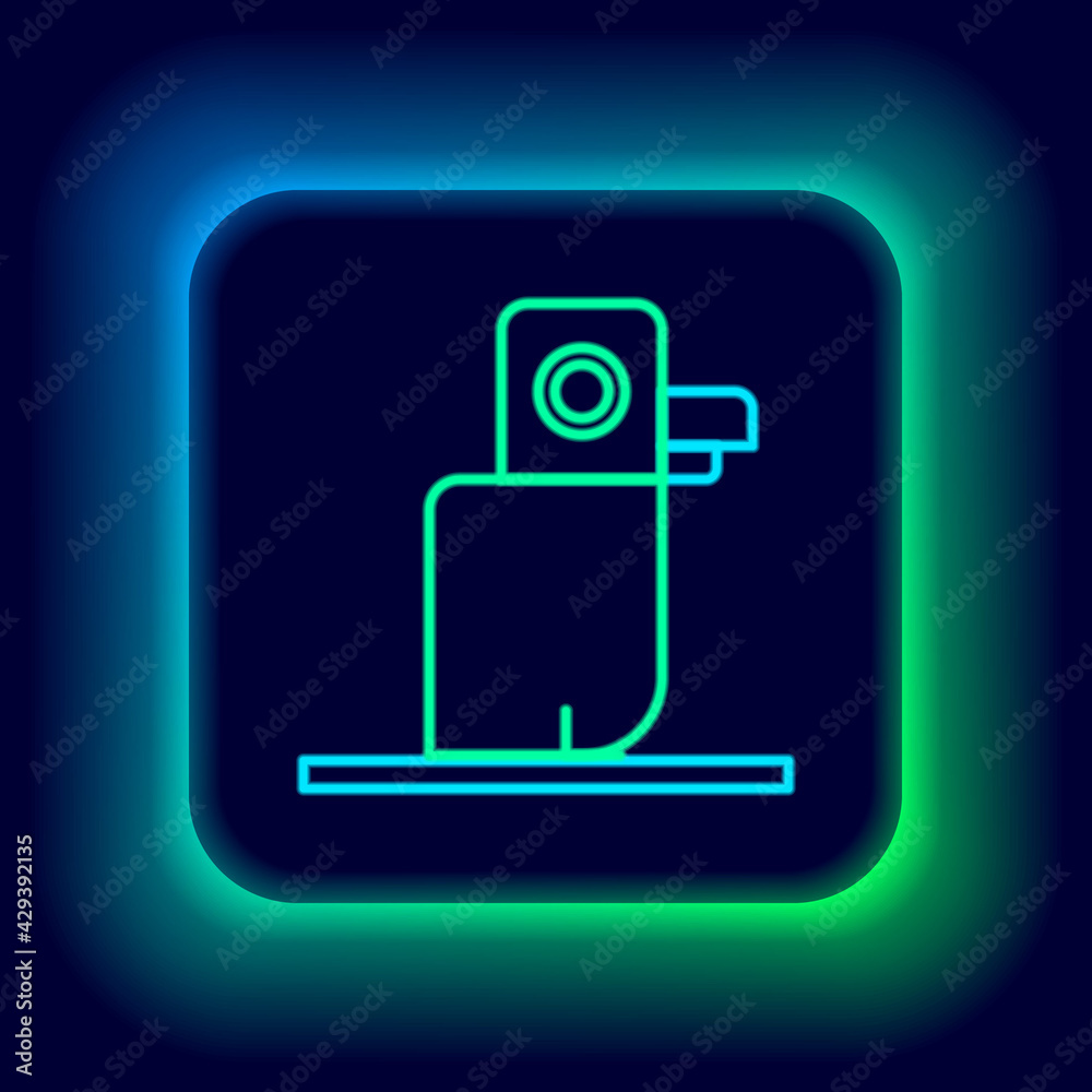 Glowing neon line Pirate parrot icon isolated on black background. Colorful outline concept. Vector Glowing neon line Pirate parrot icon isolated on black background. Colorful outline concept. Vector