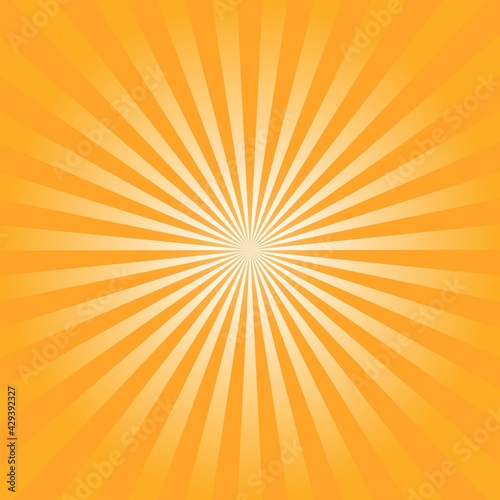 Orange Sunburst Pattern Background. Rays. Sunburst background. Vector illustration. Orange radial background. 