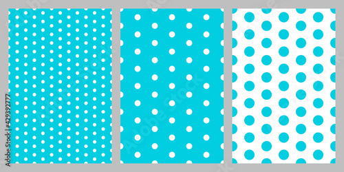 Dot pattern set. Baby background. Blue color polka dot seamless pattern.
