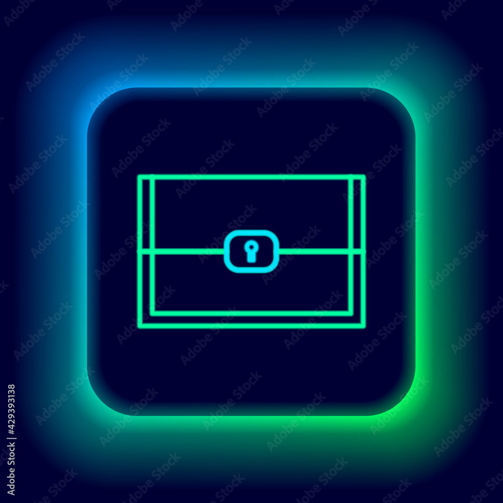 Glowing neon line Chest for game icon isolated on black background. Colorful outline concept. Vector Glowing neon line Chest for game icon isolated on black background. Colorful outline concept. Vector