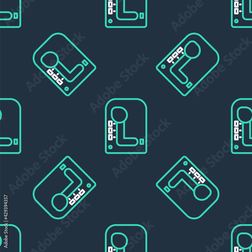 Line Gear shifter icon isolated seamless pattern on black background. Transmission icon. Vector