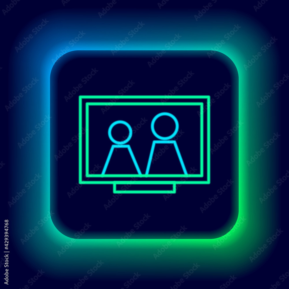 Glowing neon line Picture frame on table icon isolated on black background. Colorful outline concept. Vector Glowing neon line Picture frame on table icon isolated on black background. Colorful outline concept. Vector