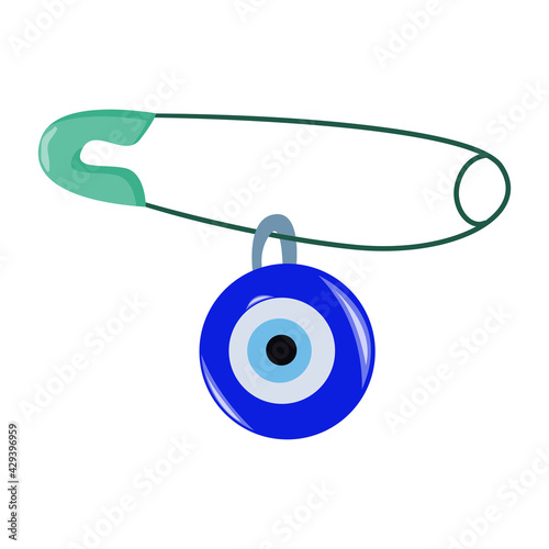 Turkish traditional blue symbol from evil eye isolated on white background. Lucky nazar. Isolated vector item on white background. Success symbol. Simple design.
