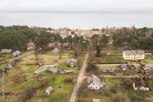 Aerial view of Kolka village, Latvia.