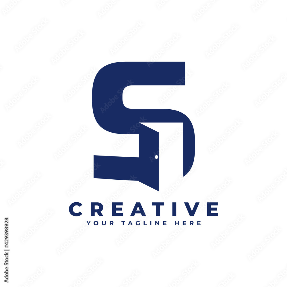 Initial Letter S with Door Negative Space Logo Design. Usable for Construction Architecture Building Logo Initial Letter S with Door Negative Space Logo Design. Usable for Construction Architecture Building Logo