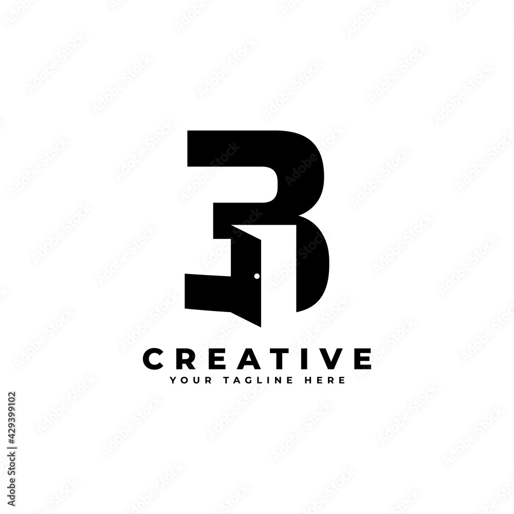 Number Three Door Negative Space Logo Design. Usable for Construction Architecture Building Logo Number Three Door Negative Space Logo Design. Usable for Construction Architecture Building Logo