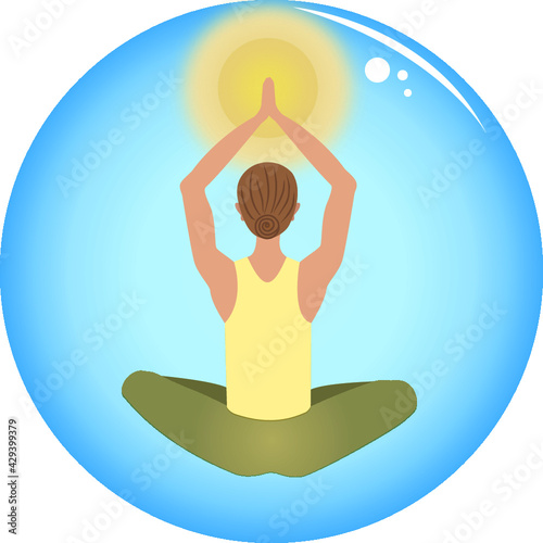 Yoga time asana Lotus in the water drop