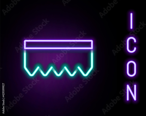 Glowing neon line Sponge with bubbles icon isolated on black background. Wisp of bast for washing dishes. Cleaning service logo. Colorful outline concept. Vector